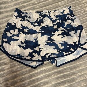Athletic Works Blue and White Camo Athletic Shorts